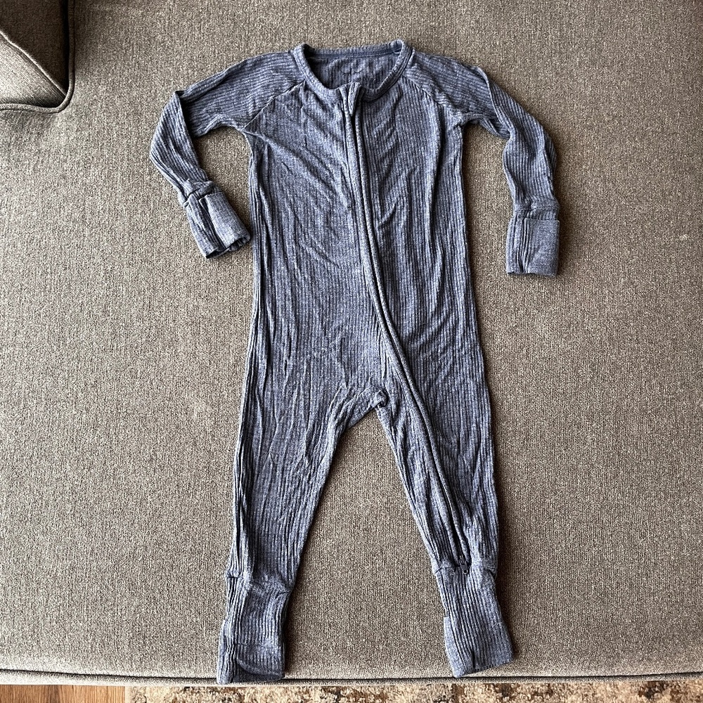 Little Sleepies Heather Dusty Indigo Ribbed Zippy - 6-12M